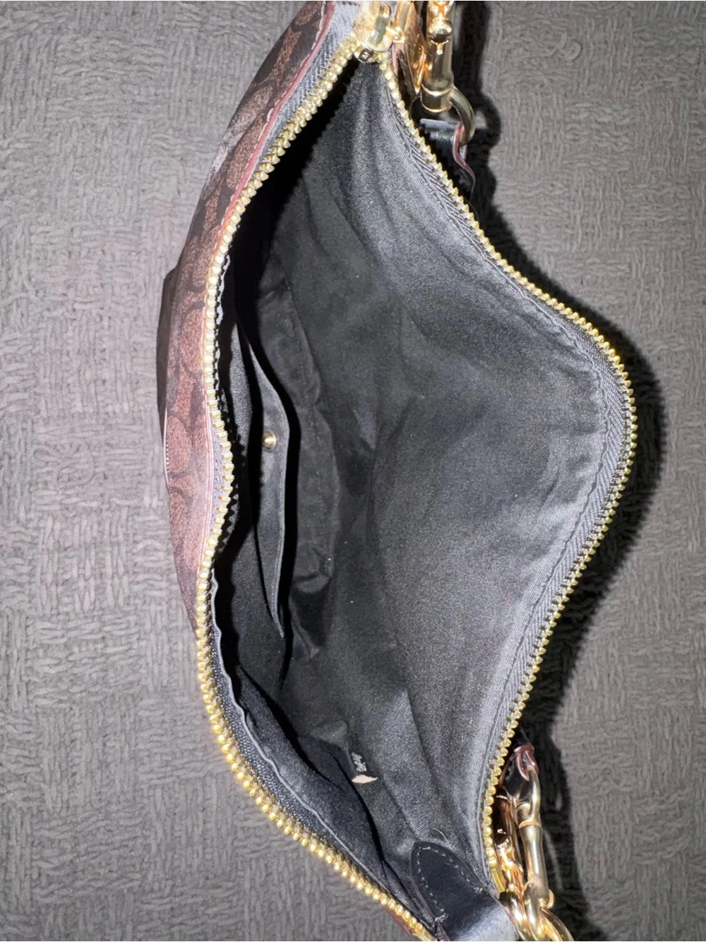 Coach Black Signature Canvas Shoulder Bag with Gold Hardware